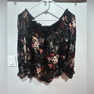 NWT White House Black Market Floral-Burnout Off-the-Shoulder Blouse